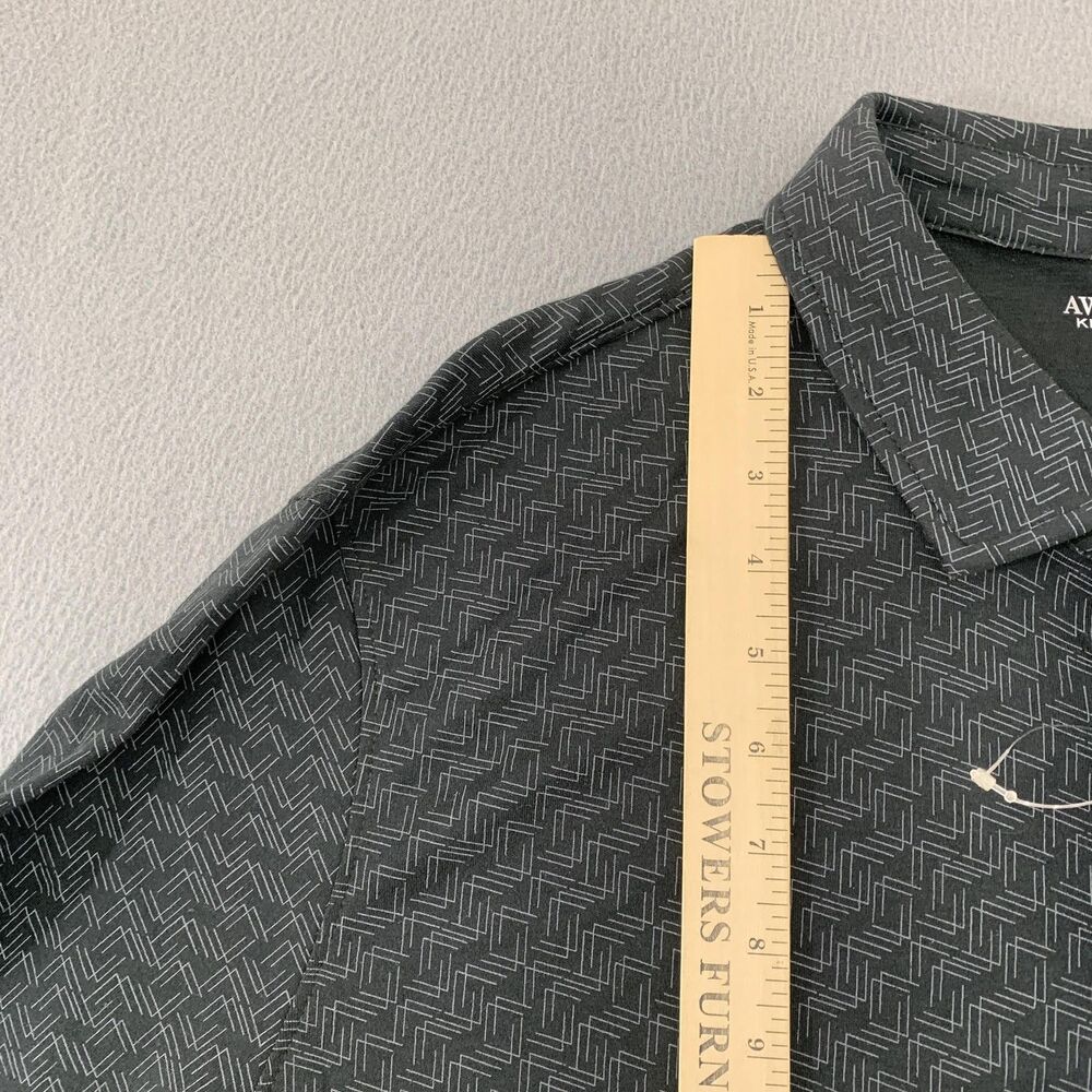 Awearness Kenneth Cole Polo Shirt Mens 2XL Gray Slim Fit Long Sleeve Geometric - Picture 8 of 16